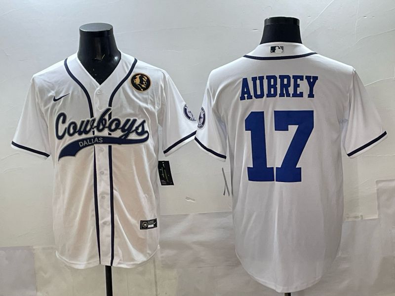 Men 2025 Dallas Cowboys #17 Aubrey white Joint Name Nike Limited NFL Jersey style 05